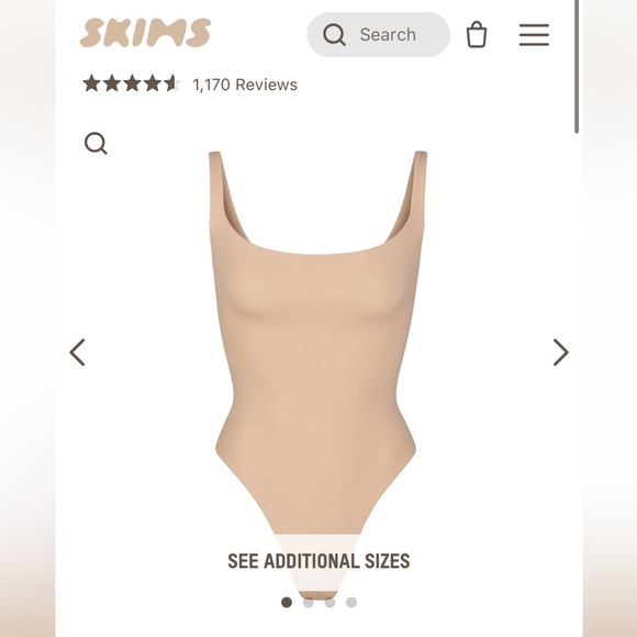 SKIMS Fits Everybody Square Neck Sleeveless Bodysuit in Clay Size Large - Picture 1 of 3